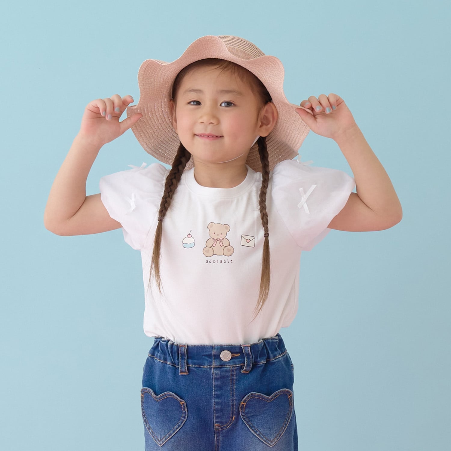 【UVカット・接触冷感】袖チュールパフTシャツ