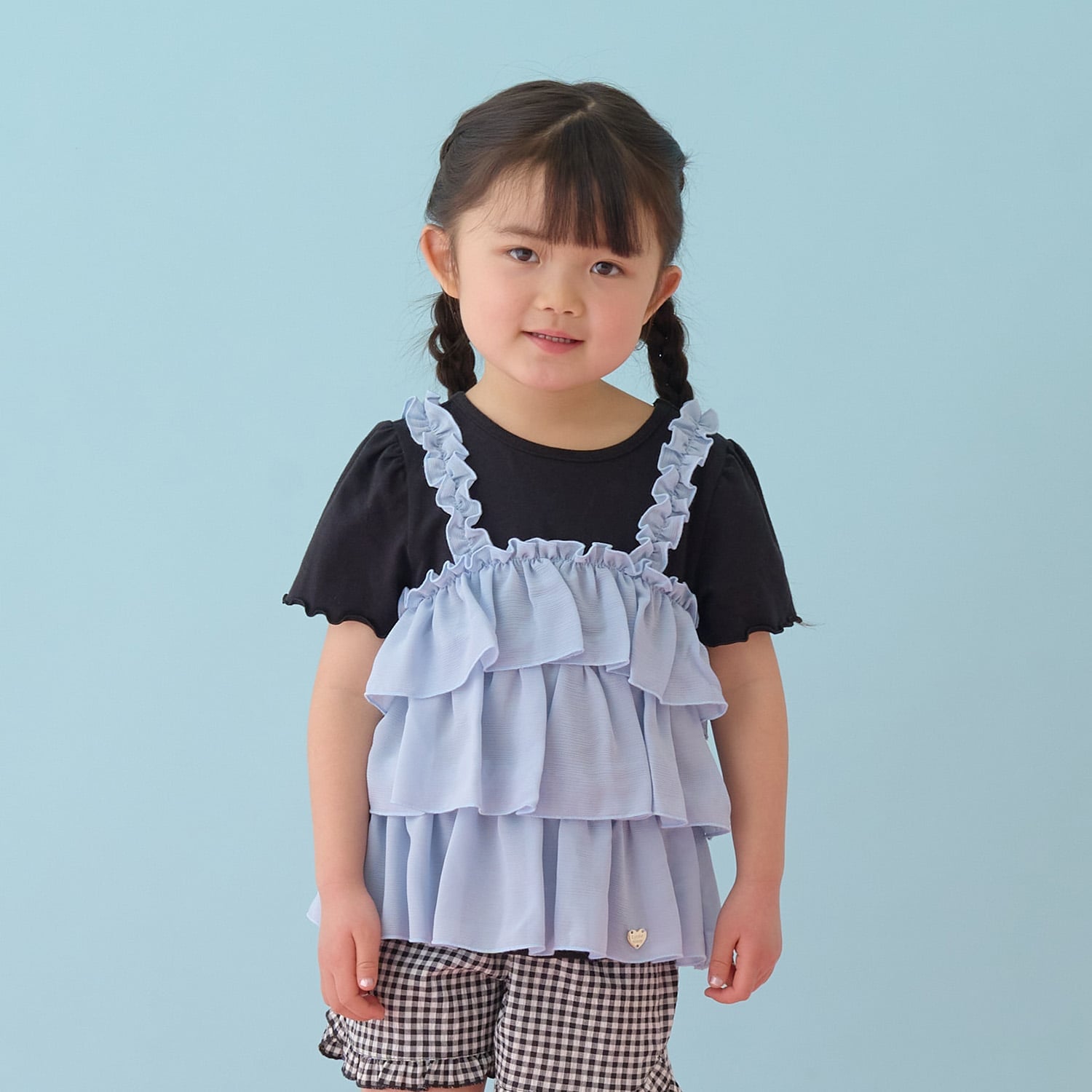 【どちらが前でもOK】【UVカット・接触冷感】ティアードキャミドッキングTシャツ