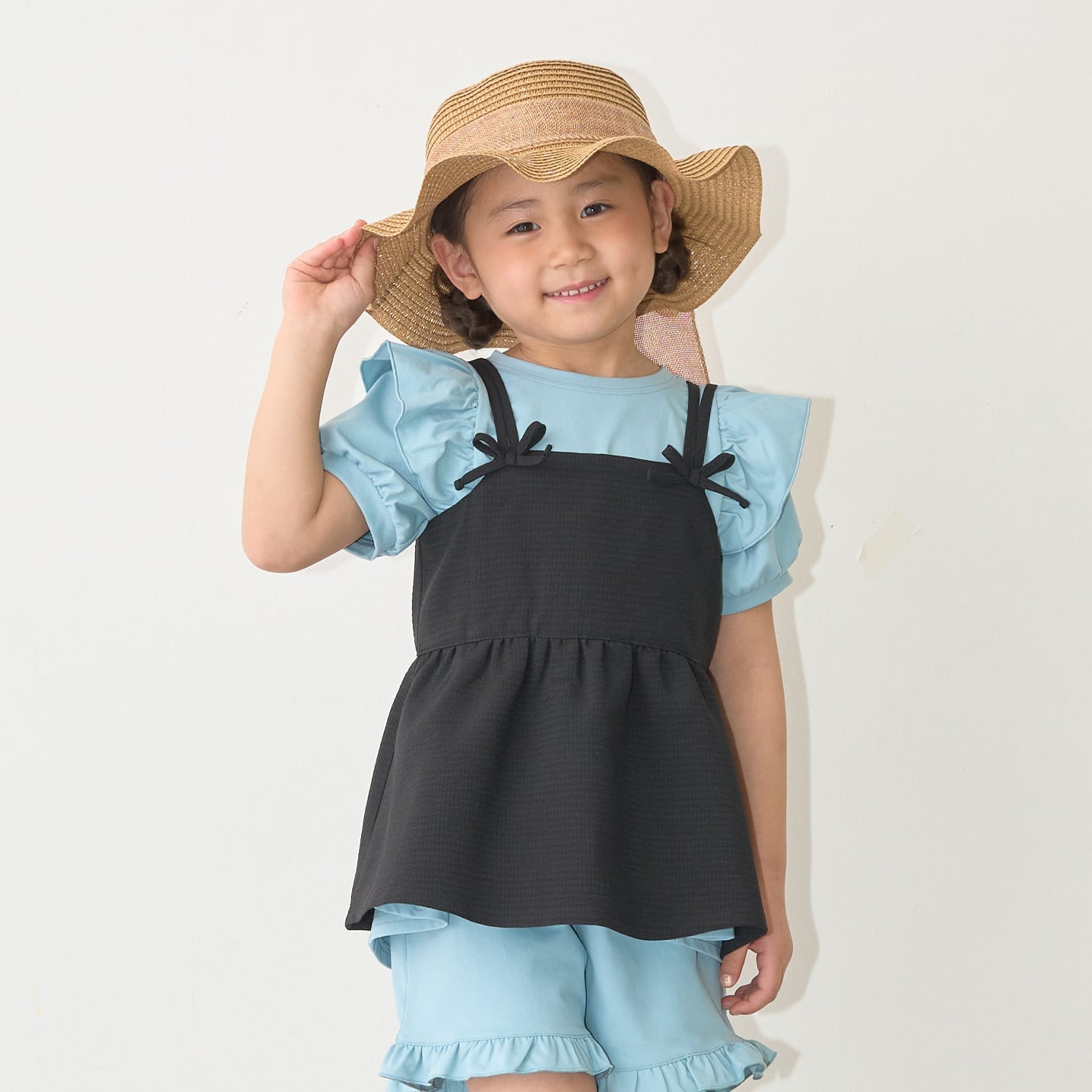 【予約/5月下旬～6月上旬入荷予定】【脇ポケット付き】ペプラムビスチェ