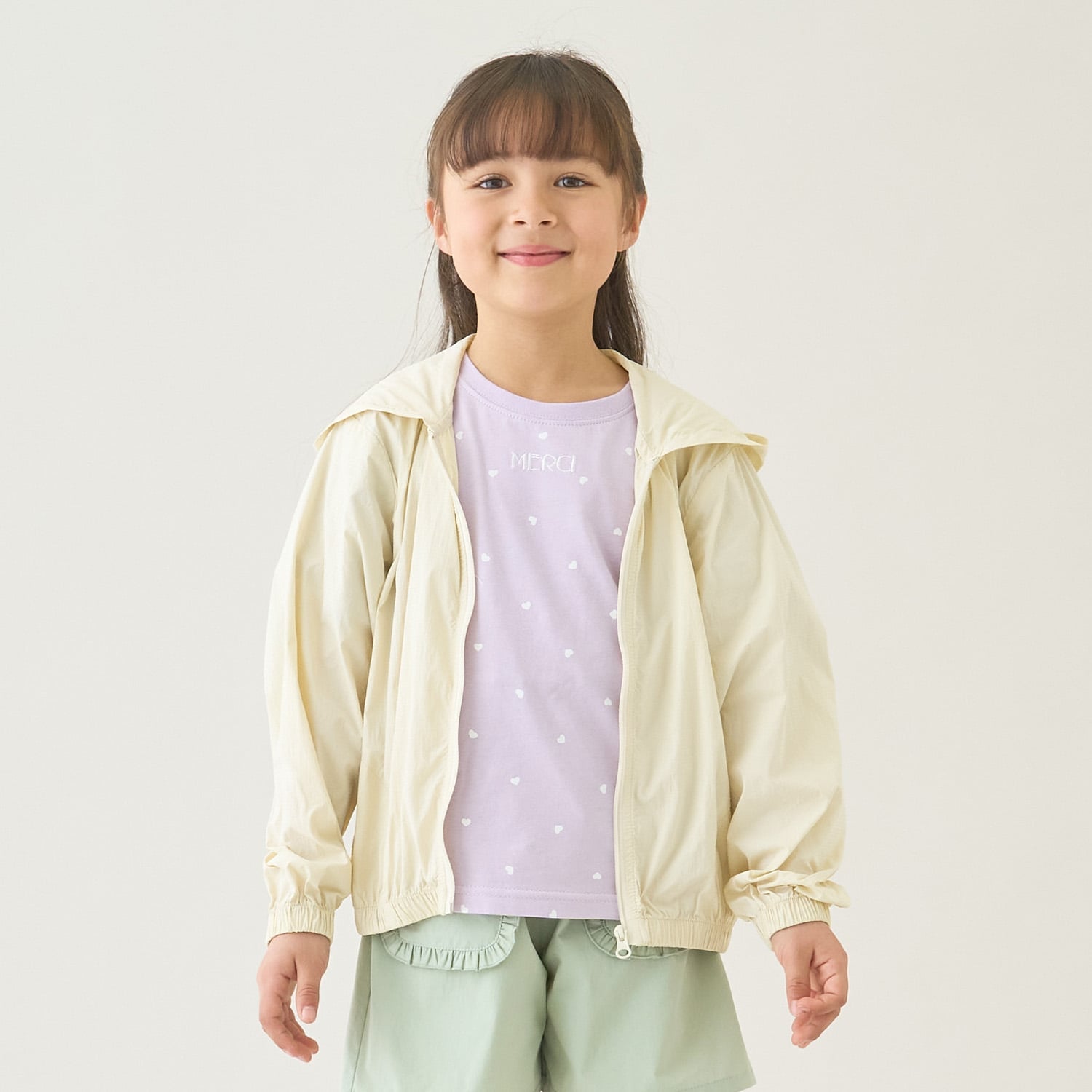 【スクール】【UVカット】【接触冷感】フード付きフルジップパーカ