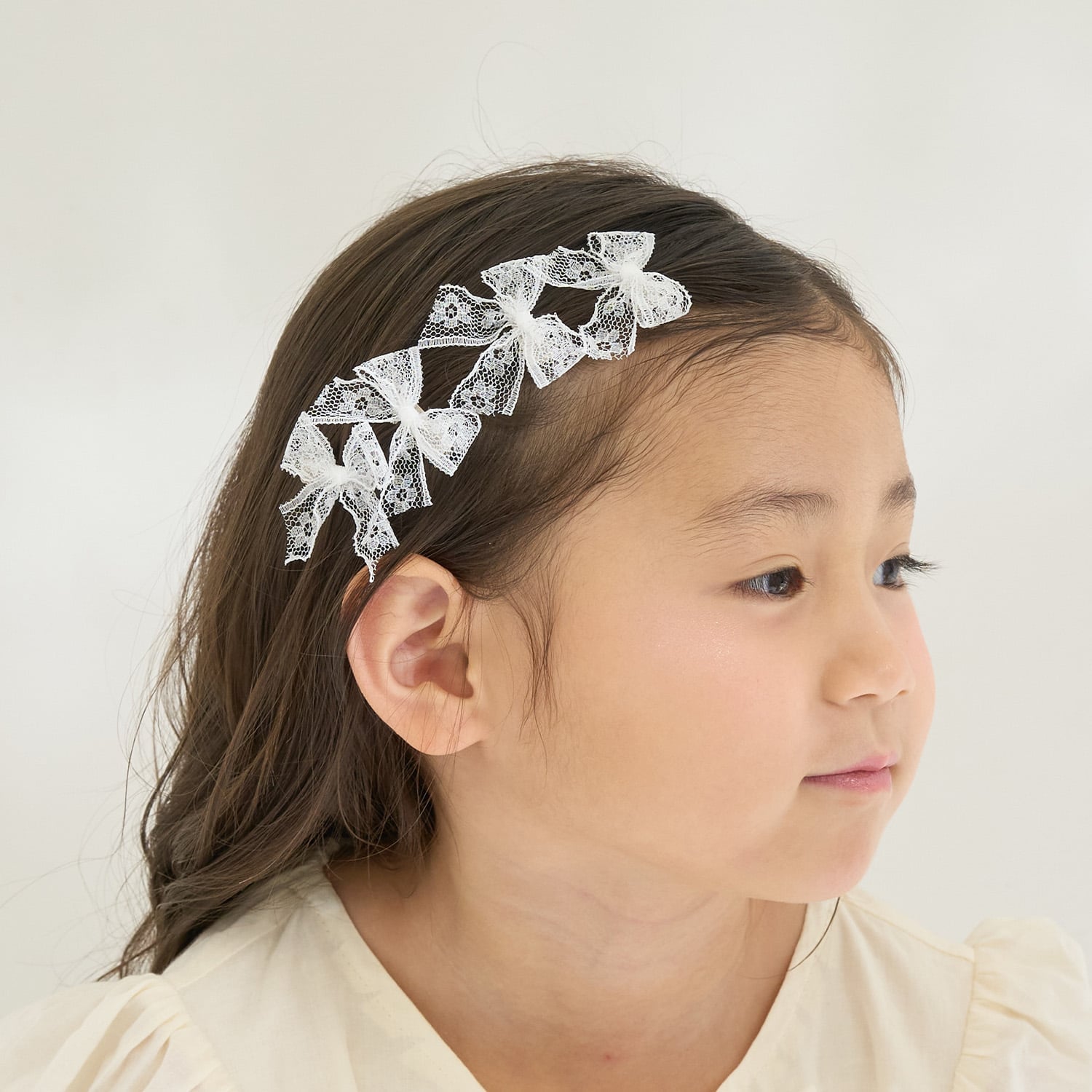 レースリボンミニヘアクリップ(6コセット)