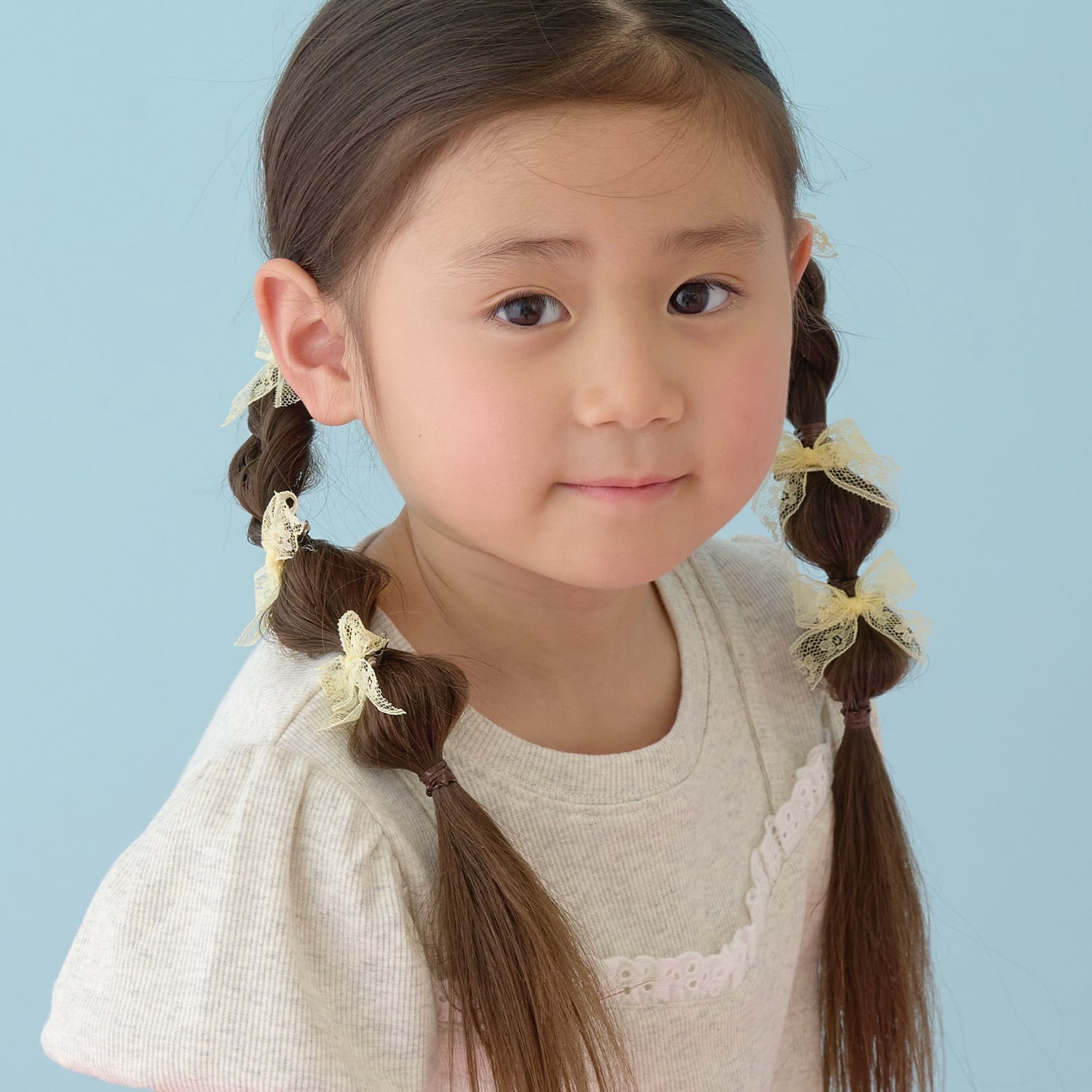 レースリボンミニヘアクリップ(6コセット)