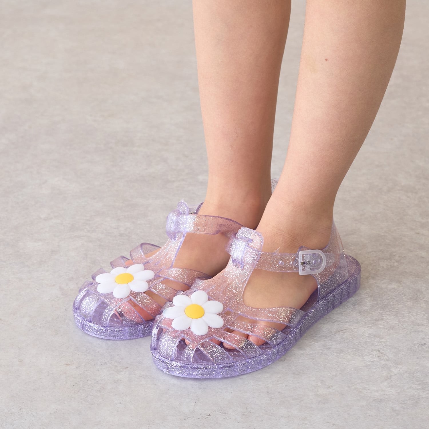 クリアラメデイジーサンダル