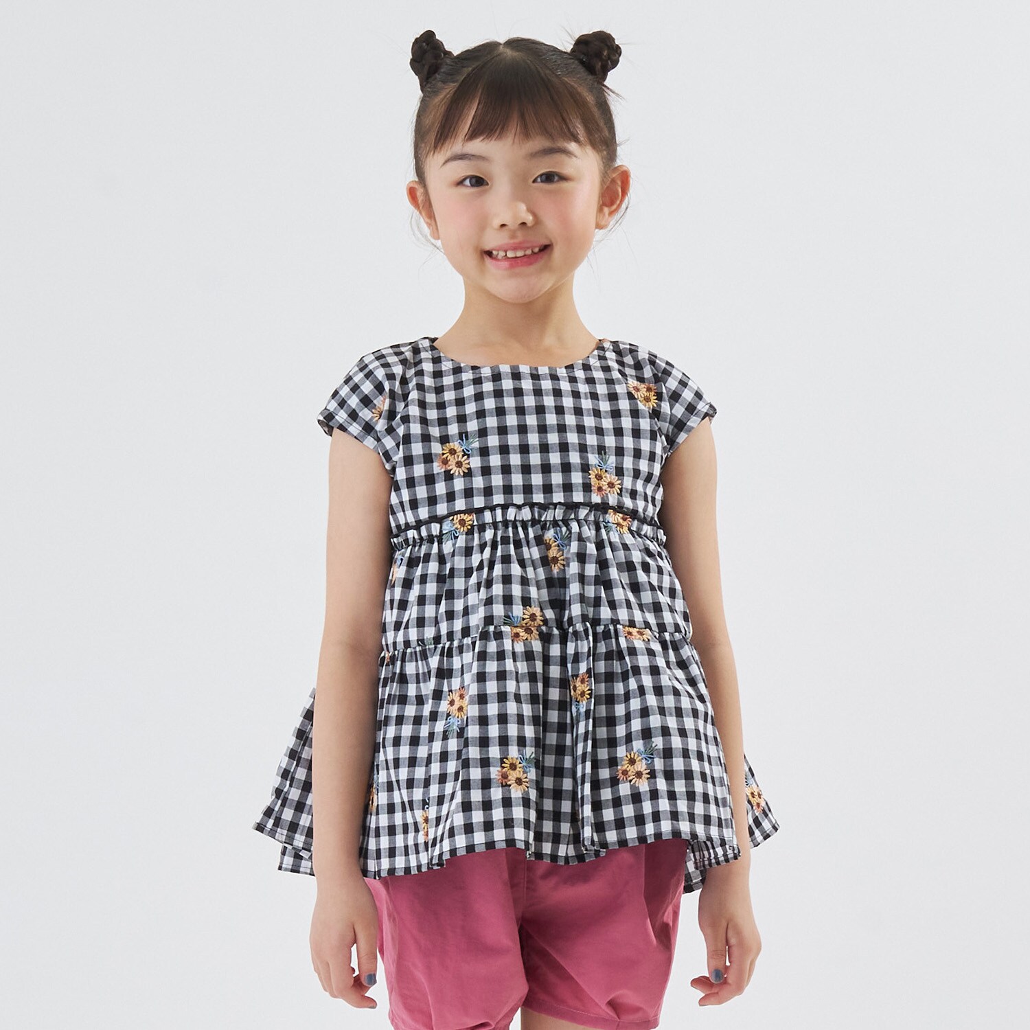 【予約/6月下旬～7月上旬入荷予定】【綿100%】ひまわり総刺しゅうチュニック