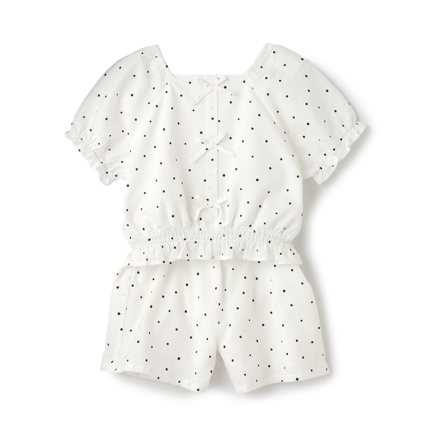【予約/6月下旬～7月上旬入荷予定】【セットアップ】裾シャーリングトップス・ショートパンツセット