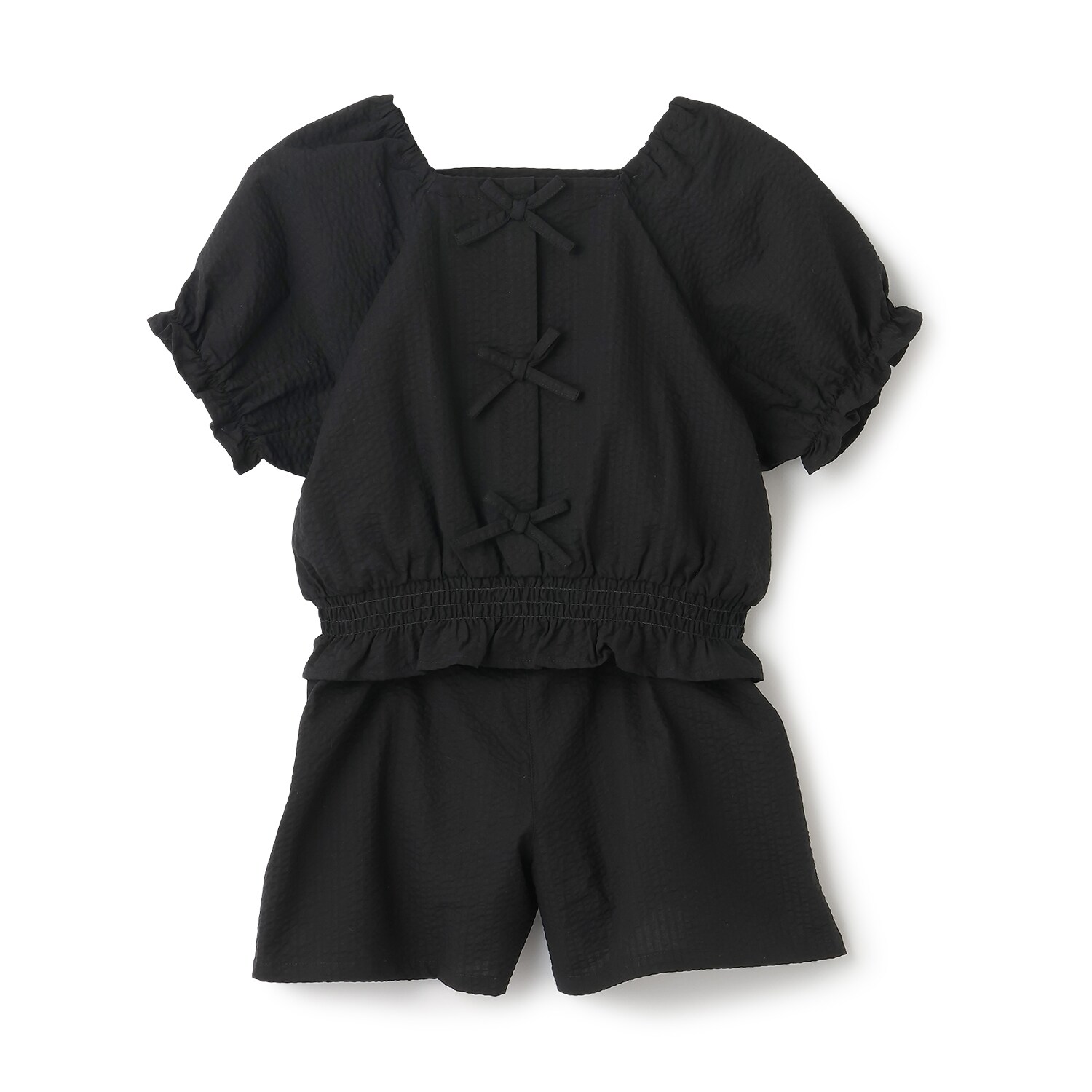 【予約/6月下旬～7月上旬入荷予定】【セットアップ】裾シャーリングトップス・ショートパンツセット