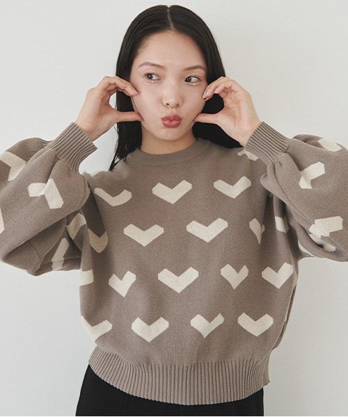 ハート柄ニットプルオーバー