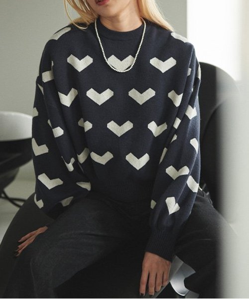 ハート柄ニットプルオーバー