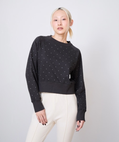 ラインストーン裏毛プルオーバー