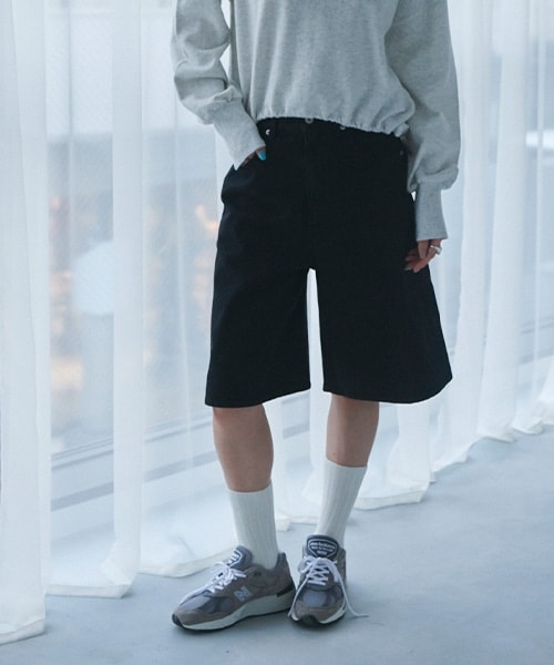 デニムワイドハーフパンツ