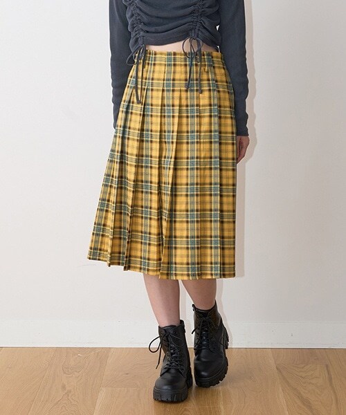 プリーツミディスカート【韓国ファッション】