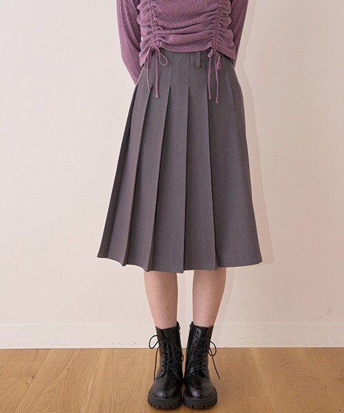 プリーツミディスカート【韓国ファッション】