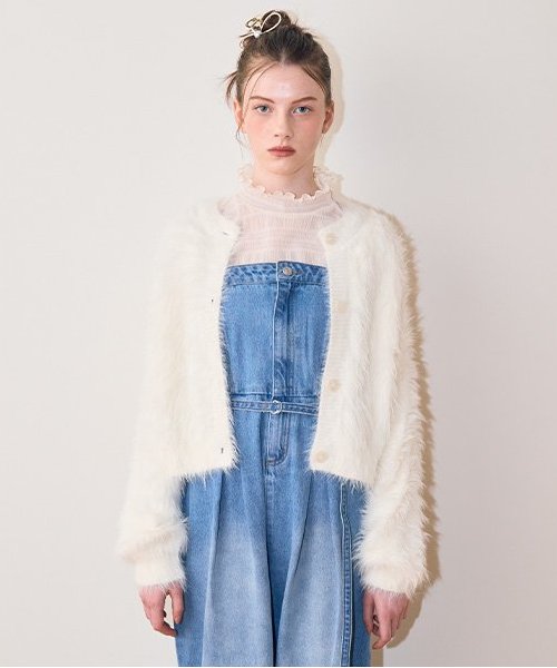 シャギーショートカーディガン【韓国ファッション】