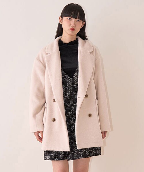 フェイクウールジャケットコート【韓国ファッション】