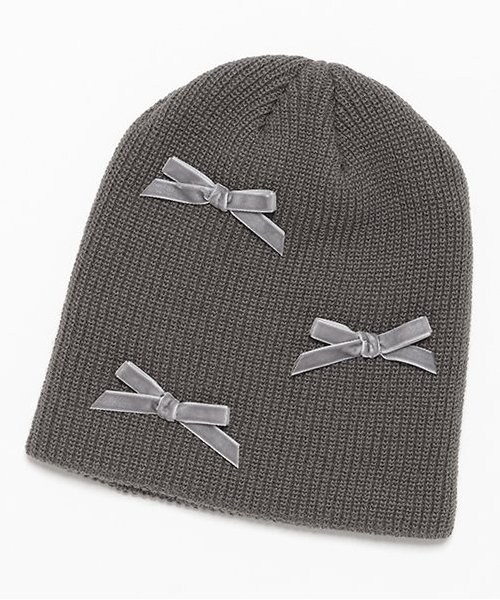 ベロアリボンニット帽【韓国ファッション】
