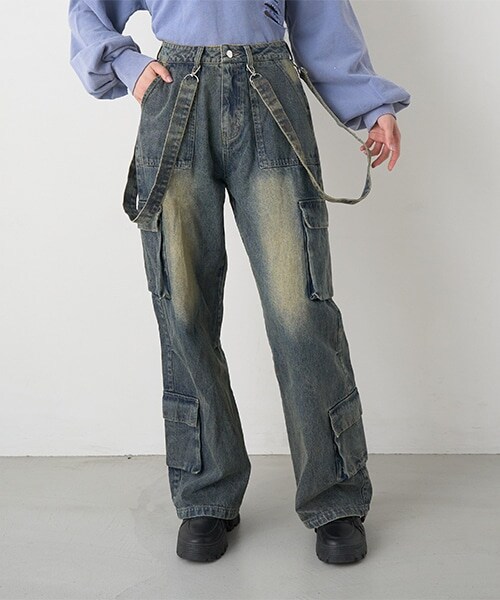 デニムカーゴパンツ【韓国ファッション】