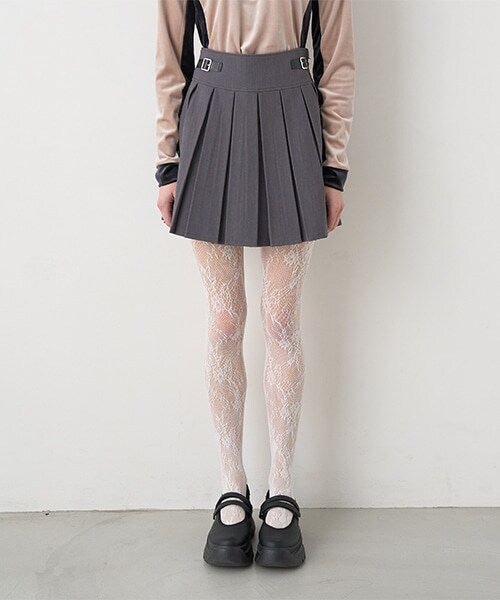 キルトベルトプリーツスカート【韓国ファッション】