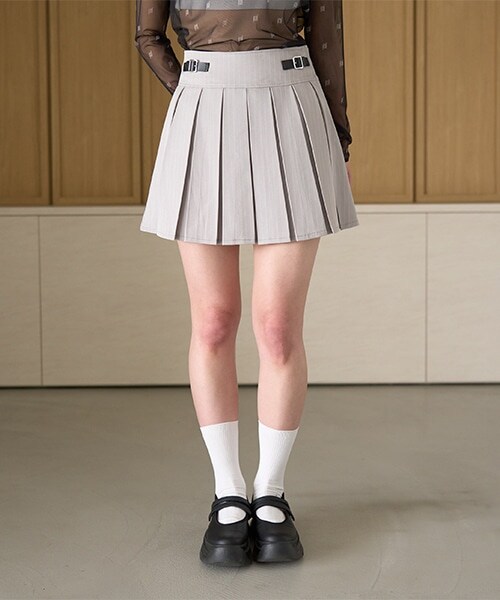 キルトベルトプリーツスカート【韓国ファッション】