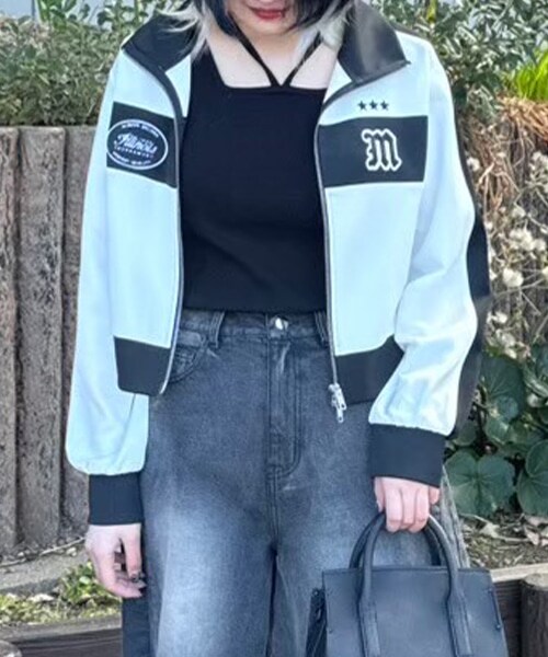 バイカラーロゴトラックジャケット【韓国ファッション】