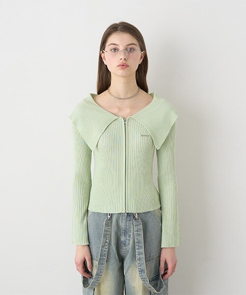 セーラーカラーZIPニット【韓国ファッション】