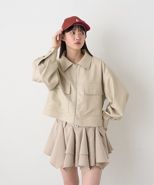 コンパクトレザージャケット【韓国ファッション】