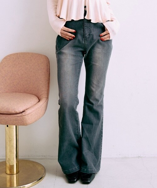 ロゴ刺繍デニムパンツ【韓国ファッション】