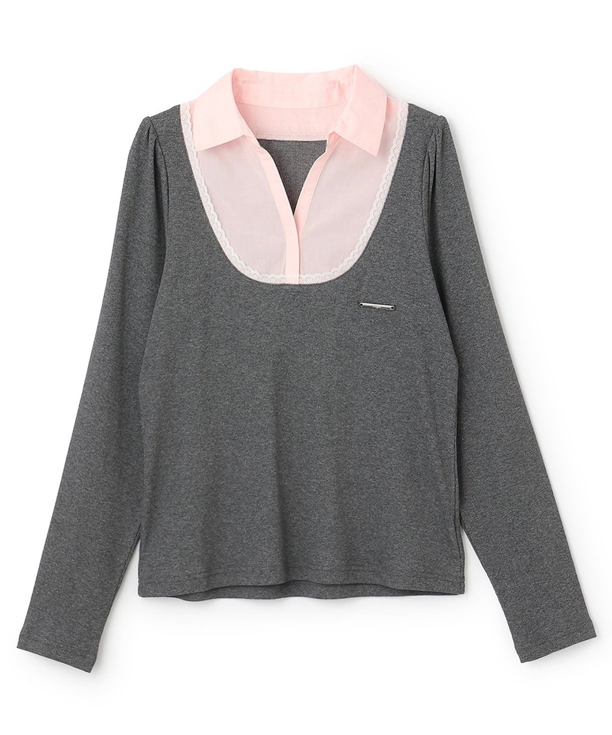 シャツレイヤードカットプルオーバー【韓国ファッション】