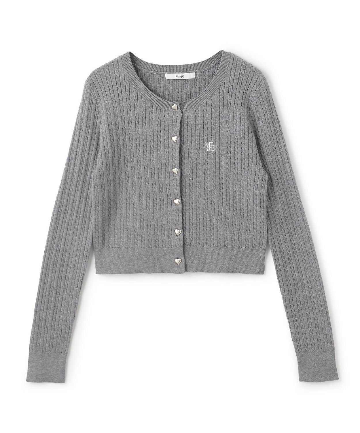 ハート釦ケーブルカーディガン【韓国ファッション】