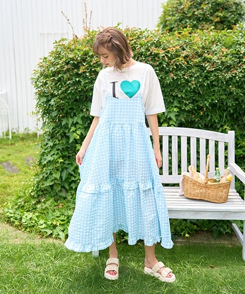 ギンガムチェックキャミワンピース【韓国ファッション】