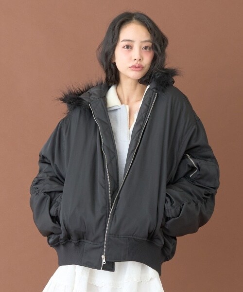 フードファーブルゾン【韓国ファッション】