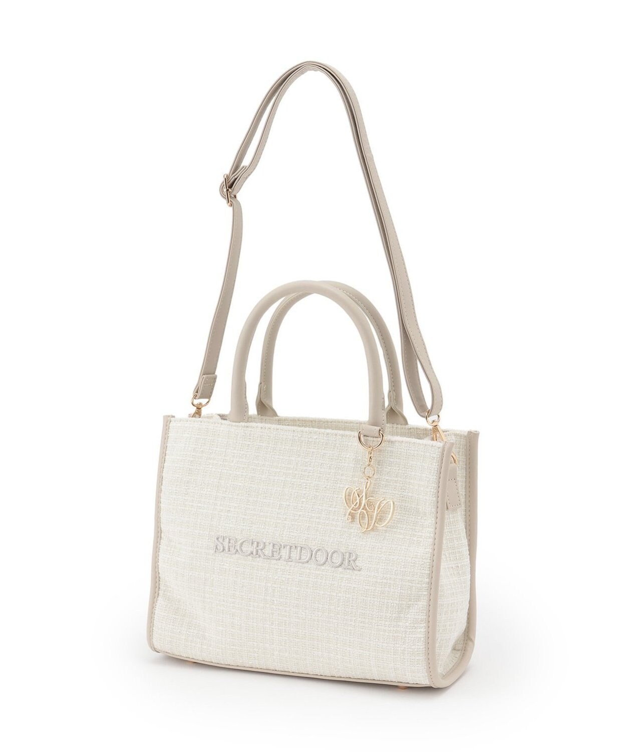 チャームつきツイードトートBAG【韓国ファッション】