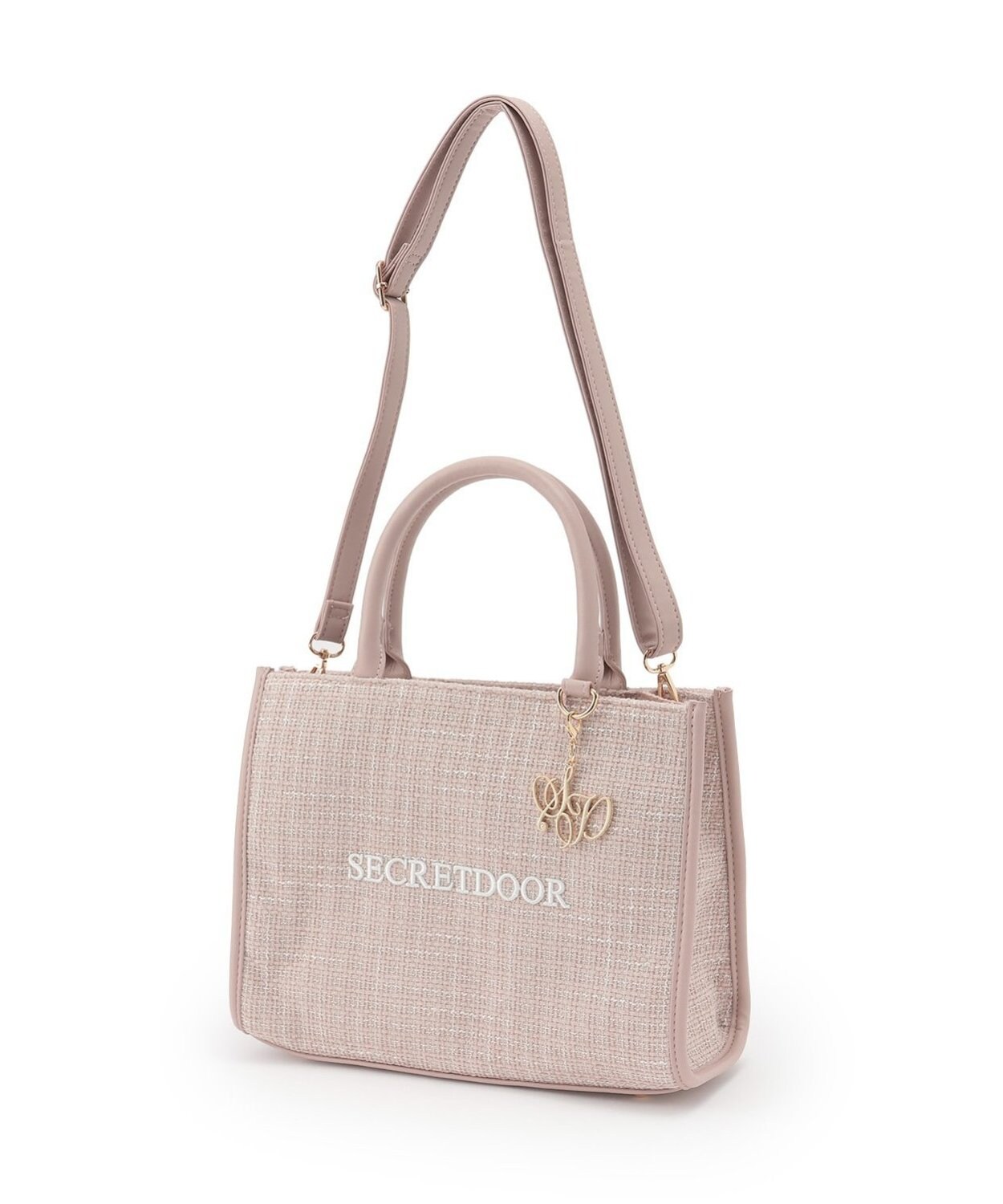 チャームつきツイードトートBAG【韓国ファッション】