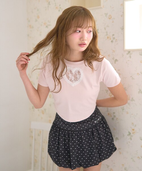 ハートレースクロップドTシャツ