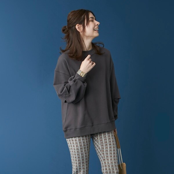 裏毛 袖スリットトレーナー