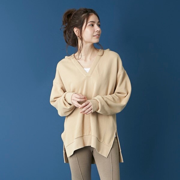 裏毛 Vネックパーカー