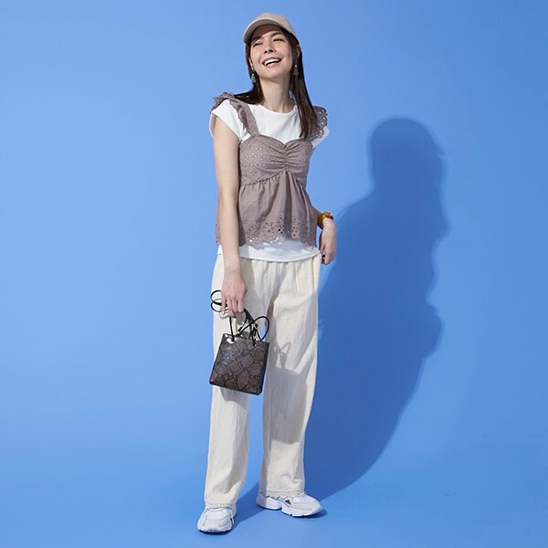 楊柳カットリラックスパンツ