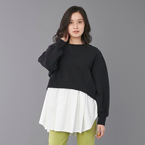 【リンク】裾シャツショート丈トレーナー