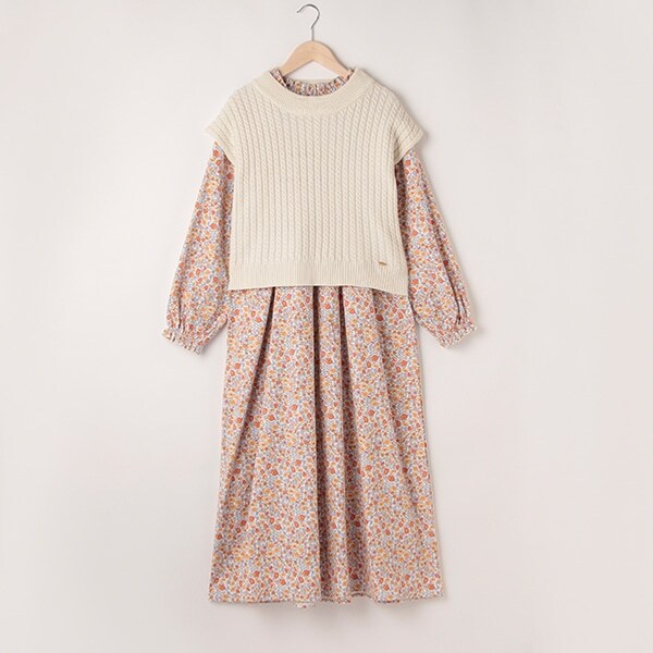 【リンク】ニットベスト花ワンピセット