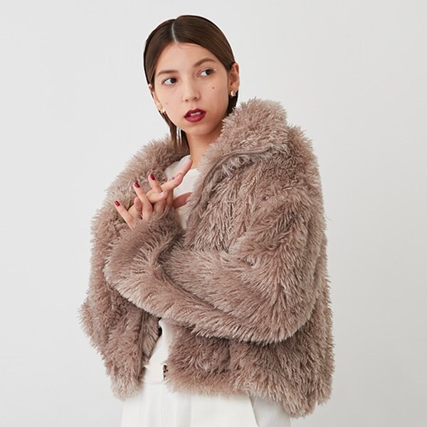 【LADIES】プードルボアジップアウター