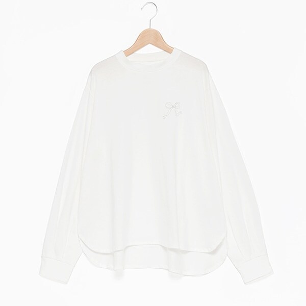 【リンク】リボン刺しゅう長T