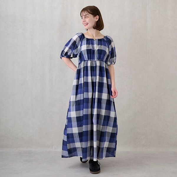 【リンク】肩あきチェックワンピース