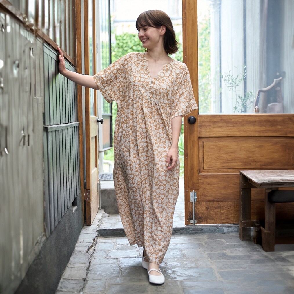 【親子リンク】総柄ロングワンピース