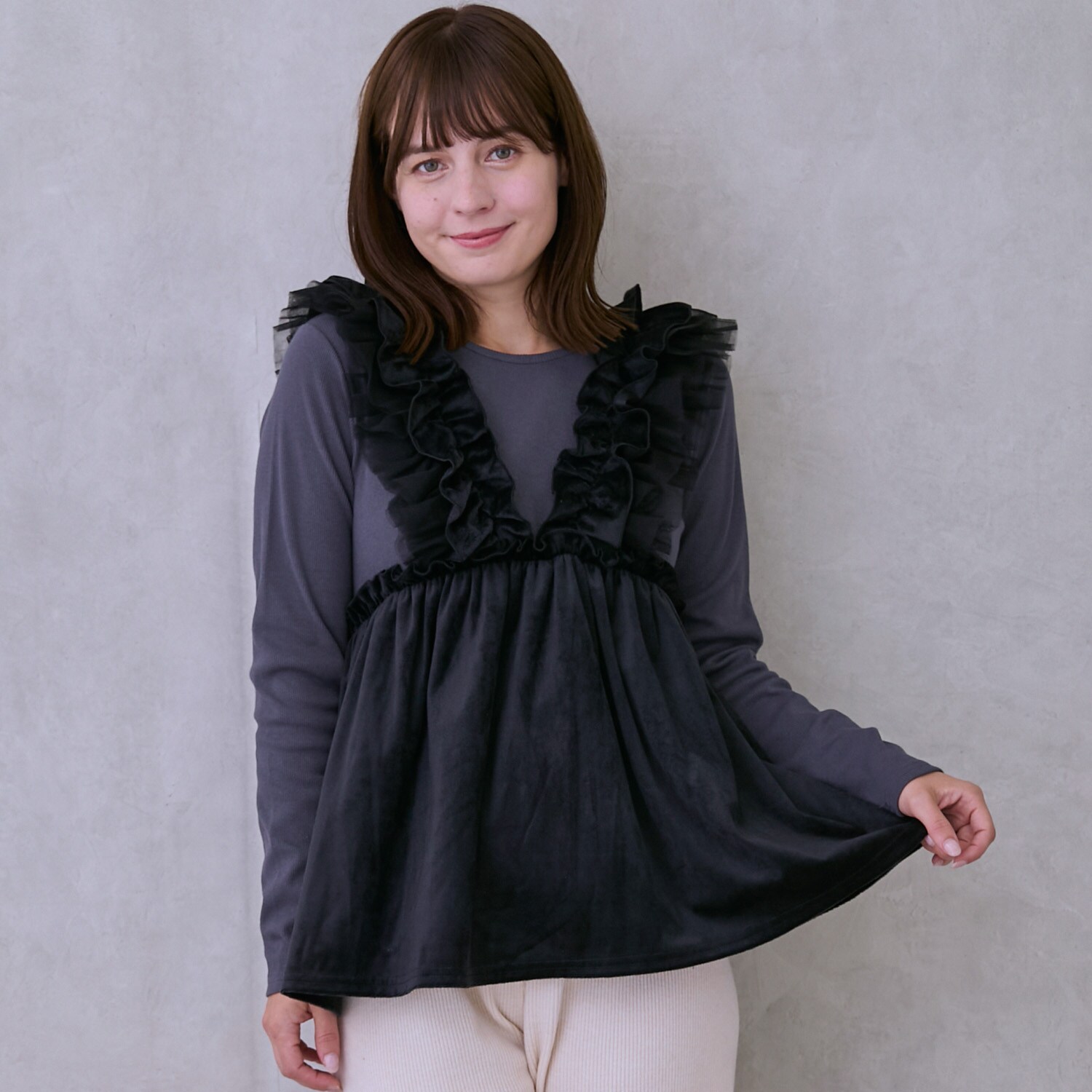 【親子リンク】ドッキングフリルチュニック