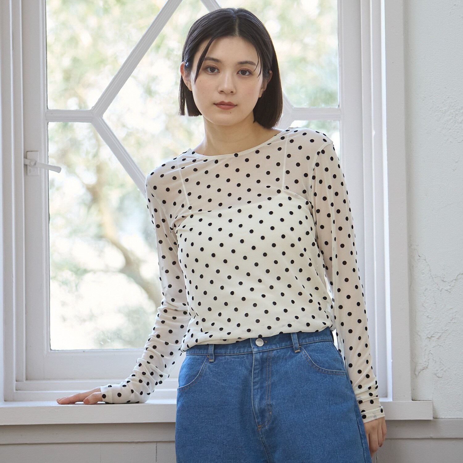 【フォーマル】2wayシアードットトップス