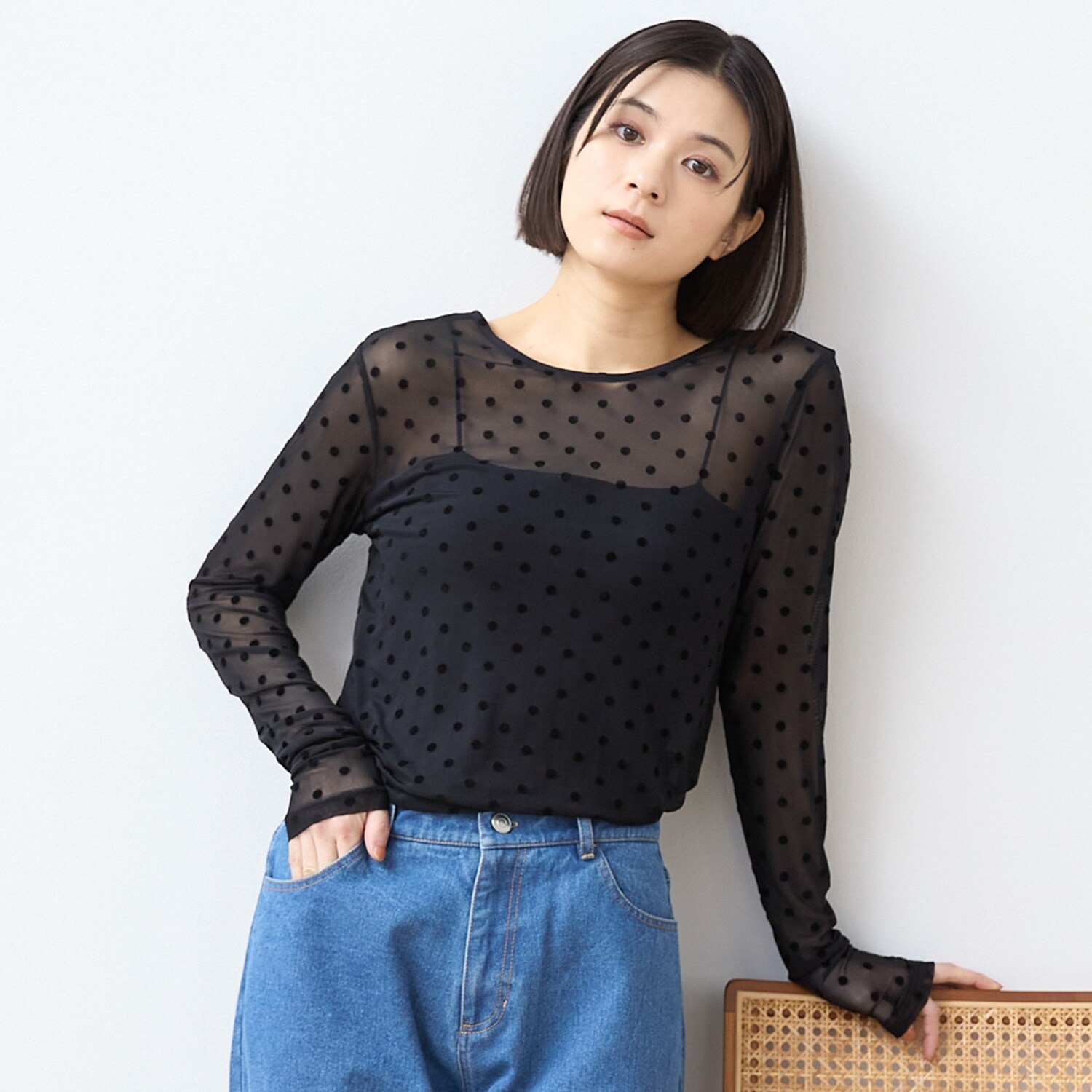 【フォーマル】2wayシアードットトップス