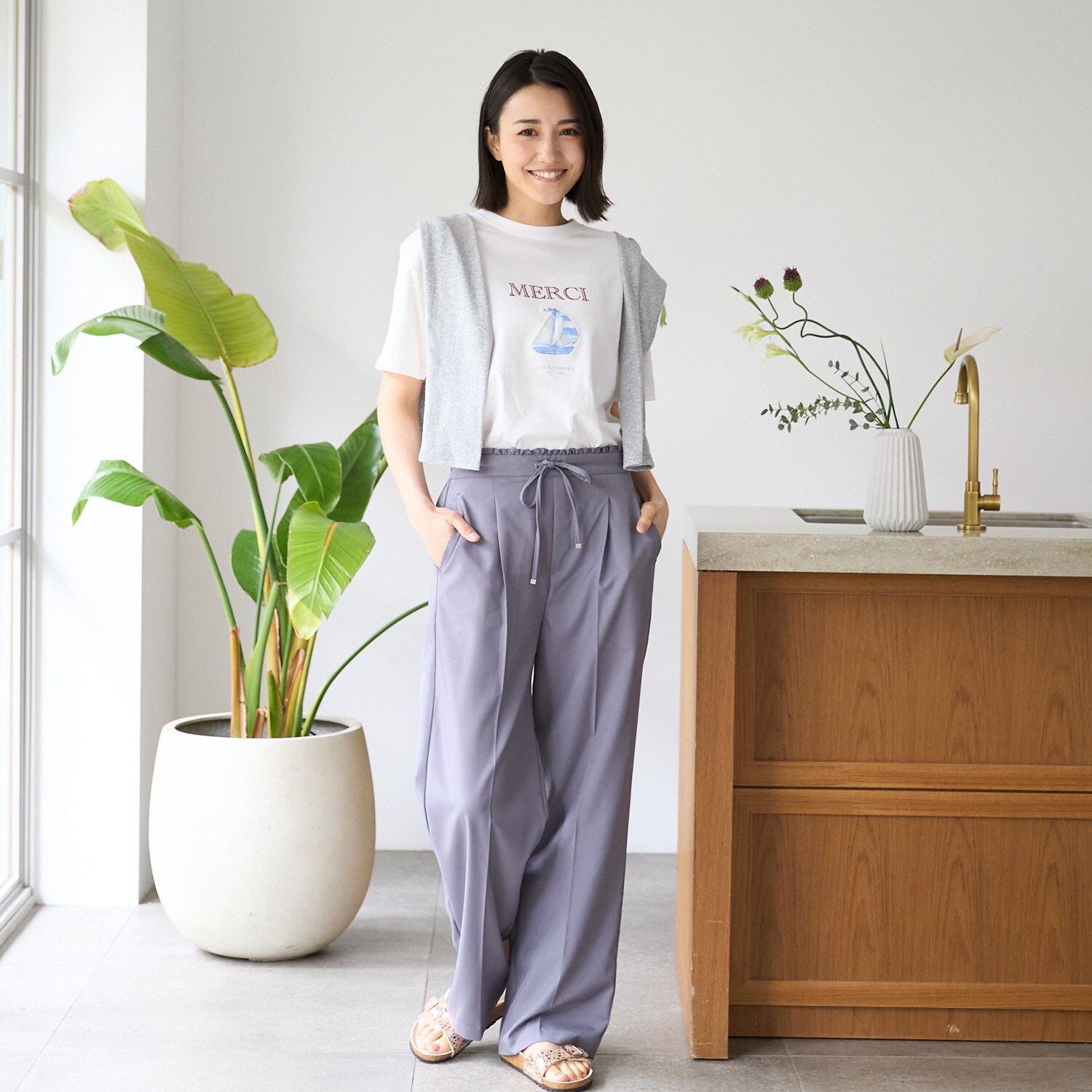 ワイドストレートイージーパンツ