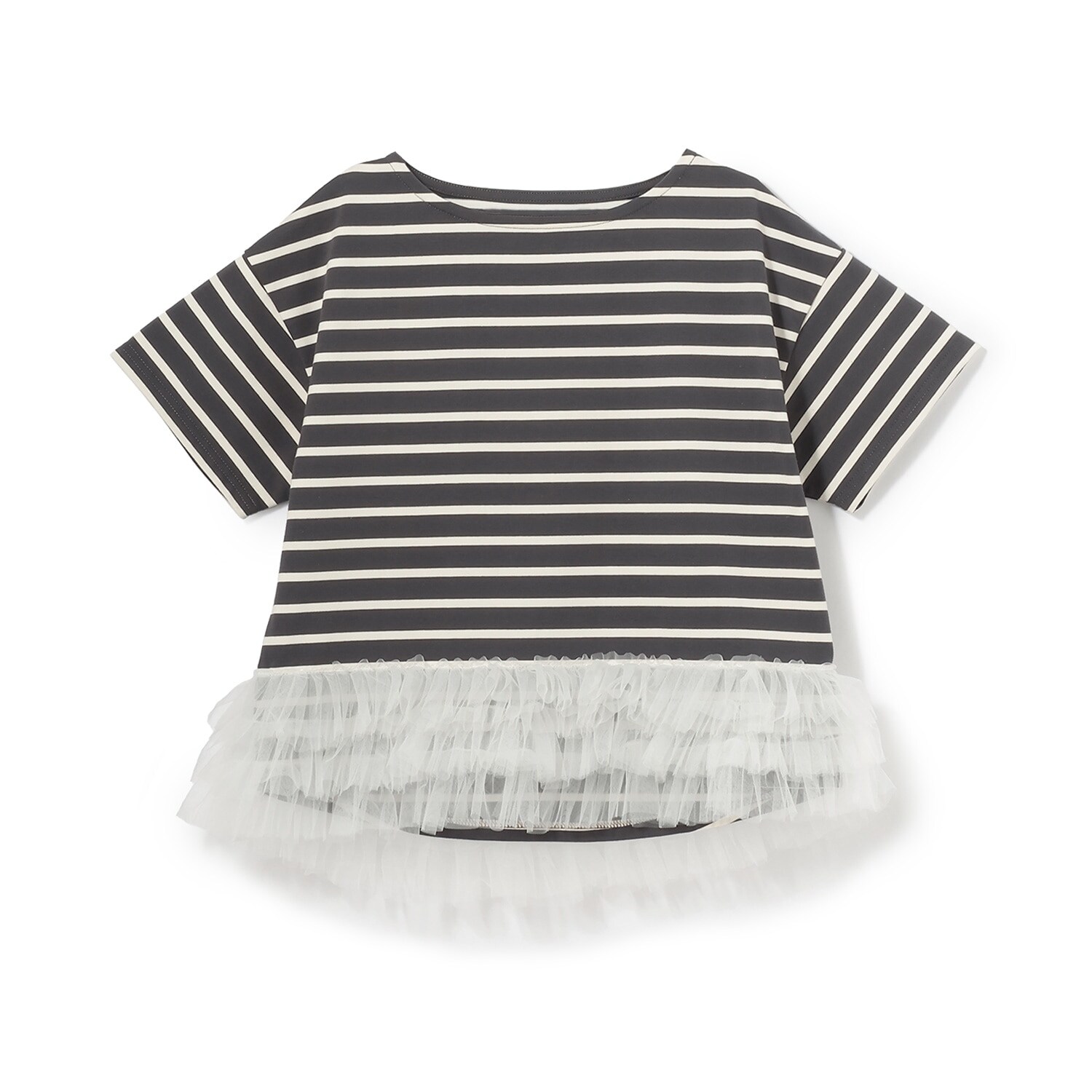 ボーダーペプラム半袖Tシャツ