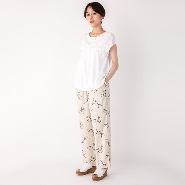 ユリ柄ロングパンツ