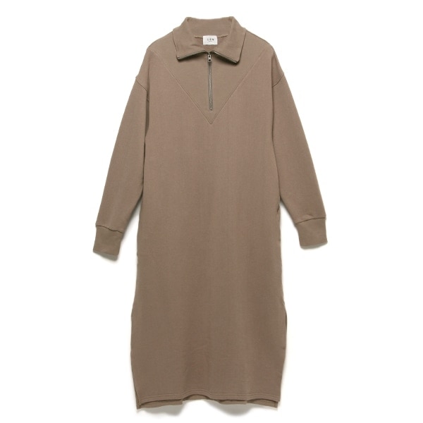 裏毛 ハーフジップワンピース