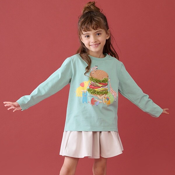 アニマルハンバーガー長袖Tシャツ